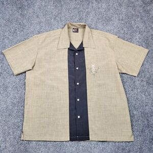 Daddy-O's‎ Classic Threads Shirt Mens XL Tan Black Two Tone Bowling Made USA
